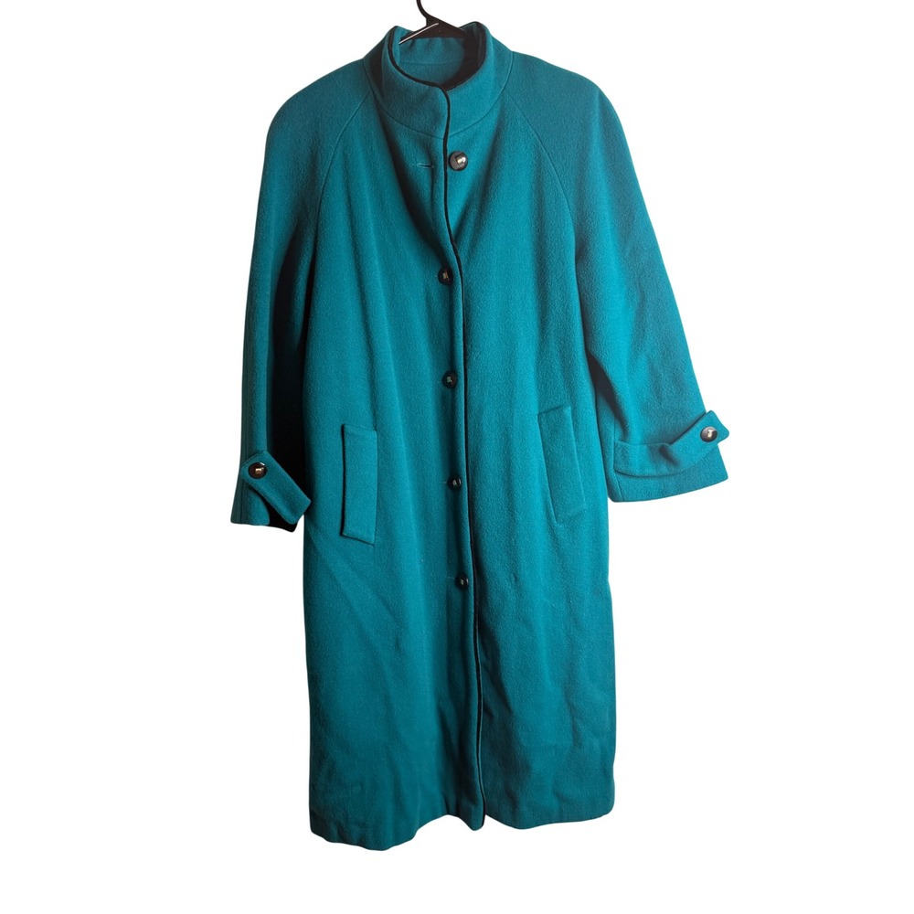 Projections Ltd Long Wool Coat Women Vintage Dark Academia USA Blue Fall Winter